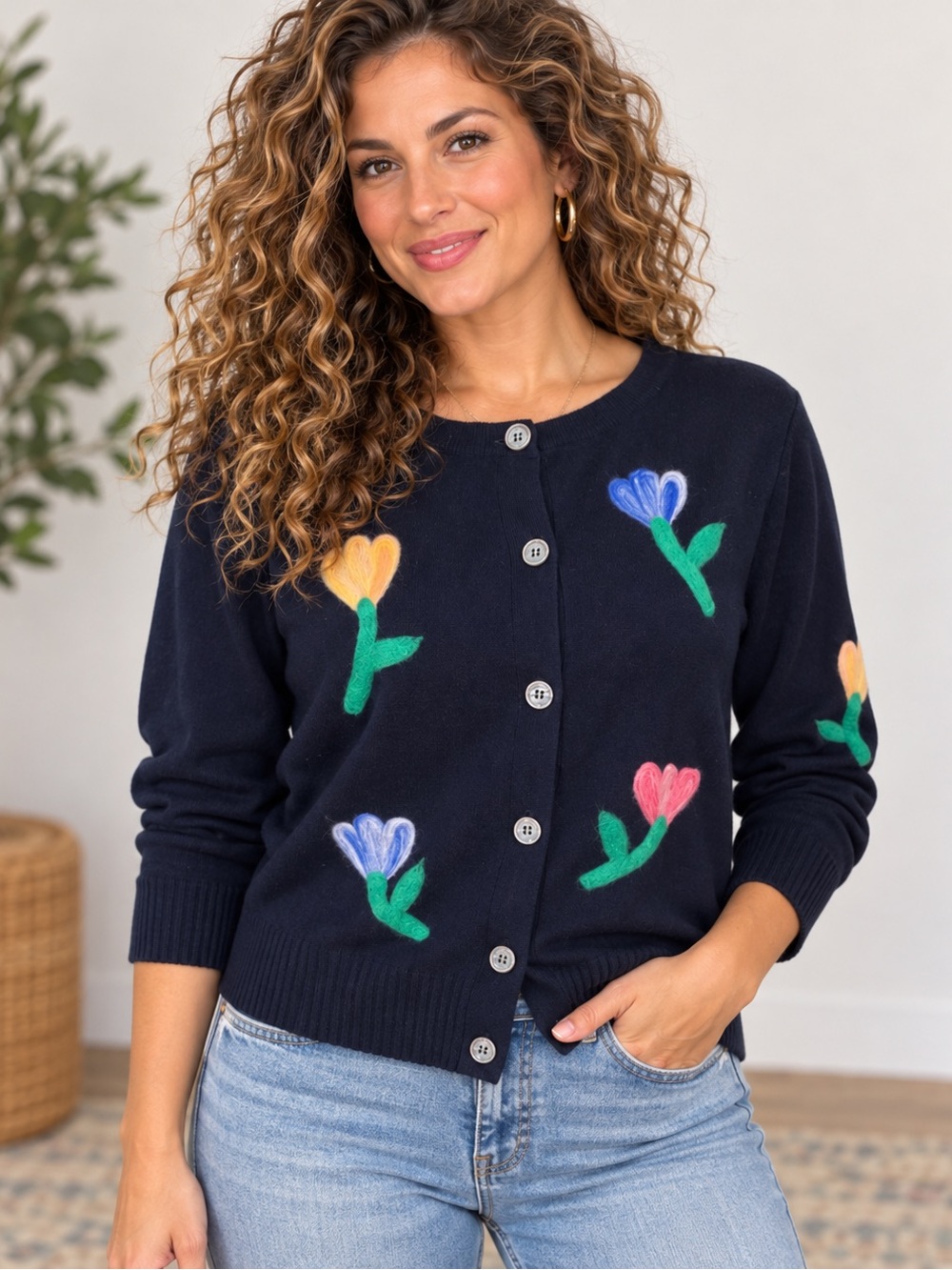 Aaeda | Floral Embroidered Cardigan